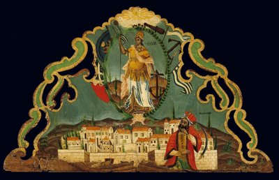 Pelmet Depicting the Rebirth of Greece above a Representation of Constantinople, from Syros, Cyclades by Greek School